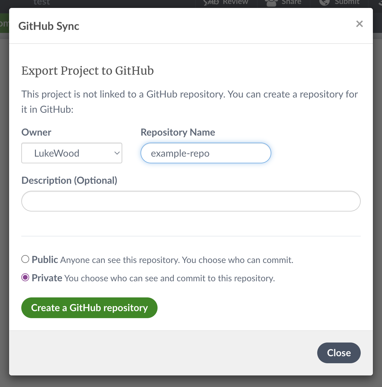 initialize an Overleaf GitHub sync project